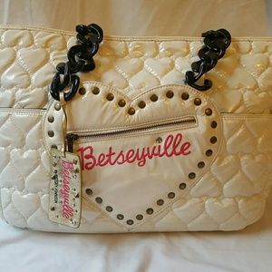 RARE Betsey Johnson BETSEYVILLE White Handbag